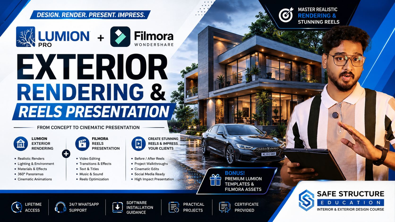 Lumion + Filmora Exterior Rendering and Reels Presentation